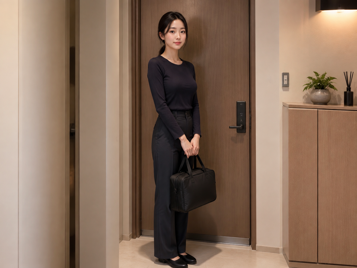 서울 용산구 방문 홈케어 일정을 준비하는 젊은 성인 한국 여성 관리사